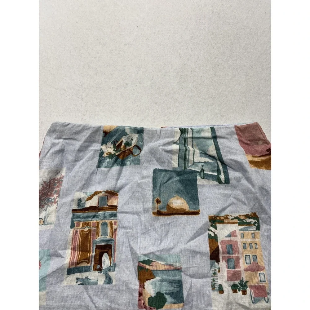 Abercrombie & Fitch Skirt Womens XS Multicolor Linen Scenic Print Mini Casual